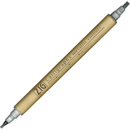 ZIG Kuretake Calligraphy Metallic marker pen Twin tips Silver