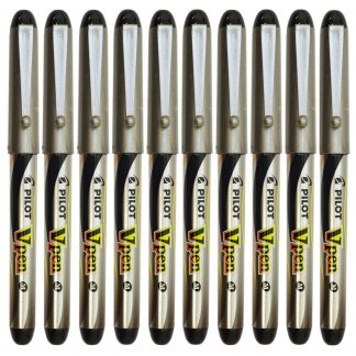 10 x PILOT V Pen Disposable Fountain Pen - Black - Medium size nib