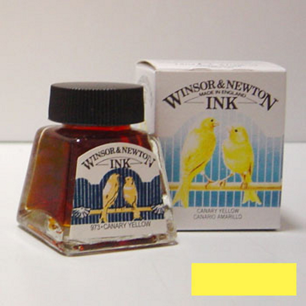 Winsor and Newton Drawing ink 14ml : Canary Yellow - Image 2