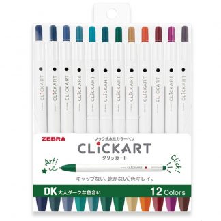 Zebra ClickArt (Click Art) Retractable marker pen 12 Dark colour set