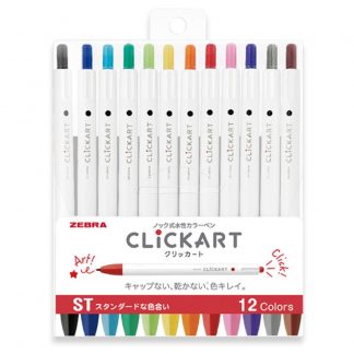 Zebra ClickArt (Click Art) Retractable marker pen 12 Standard colour set