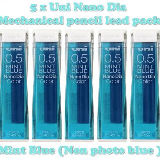 5 x Uni Nano Dia Mechanical Pencil Lead 0.5mm: MINT BLUE (Non Photo Blue)