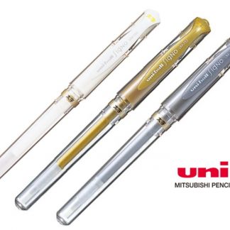 Uniball Signo Broad Rollerball Gel Pen UM-153: White, Gold and Silver pen set