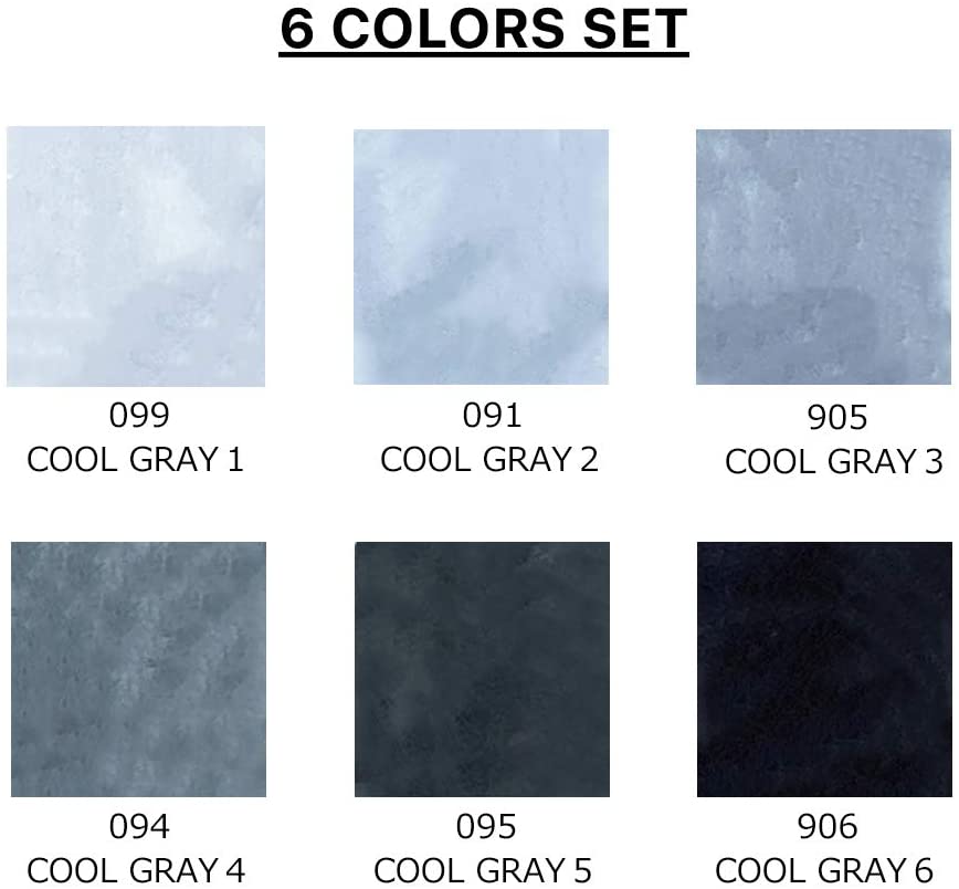 ZIG Clean colour real brush pen 6 colour set : Cool Gray - Image 3