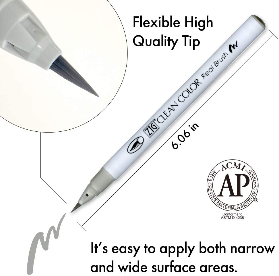 ZIG Clean colour real brush pen 6 colour set : Cool Gray - Image 5
