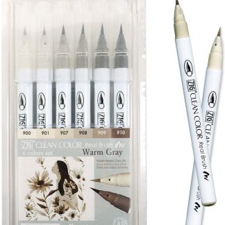 ZIG Clean colour real brush pen 6 colour set : Warm Gray