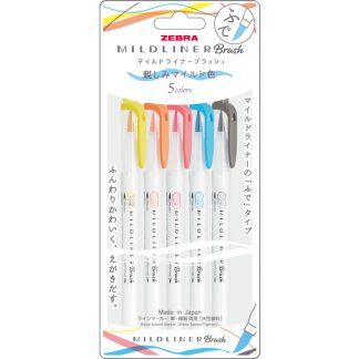 Zebra Mildliner BRUSH Friendy colour set (5/pk) WFT8-N-5C-N (New package)