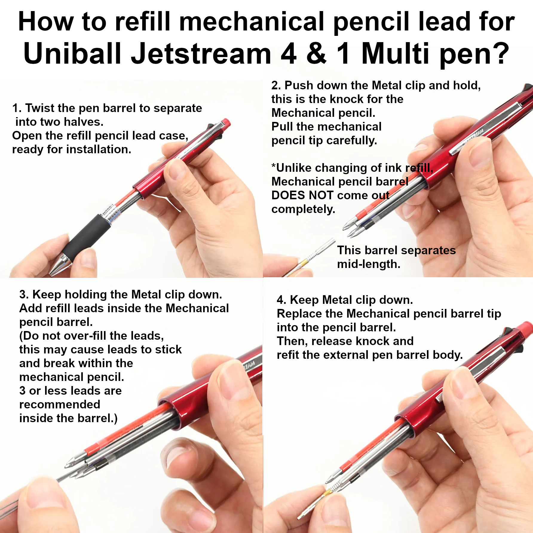 Uniball Jetstream 4&1 Multi pen (4 ink 0.38mm pens+0.5mm Pencil) Champagne Gold - Image 3