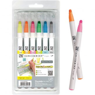 ZIG Kuretake Clean colour DOT Single Highlight colour set (6/pk)