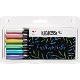 Tombow Fudenosuke Brush Pen Soft Tip 6 Pastel Color Set