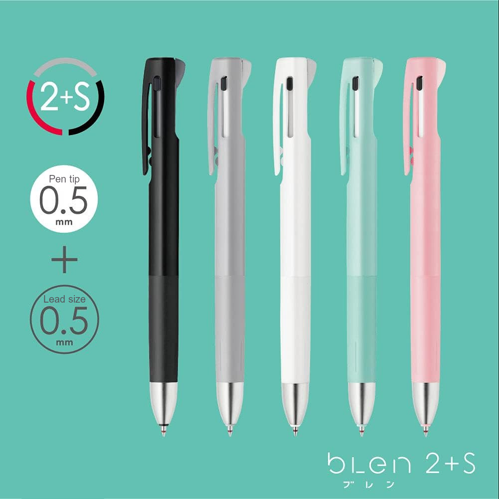 Zebra bLen 2+S Multi pen (Black/Red ink 0.5 + Pencil 0.5) Pink Barrel - Image 5