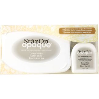 Tsukineko StazOn Opaque Cotton White ink pad and inker set