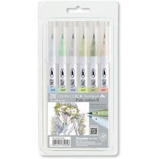 ZIG Clean colour real brush pen 6 colour set : Pale colour II