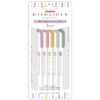 Zebra Mildliner Calm colour set (5/pk) WKT7-5C-OT
