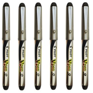 PILOT V Pen Disposable Fountain Pen Black - 4 Medium & 2 Fine size nib set