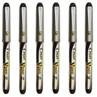 PILOT V Pen Disposable Fountain Pen Black - 5 Medium & 1 Fine size nib set