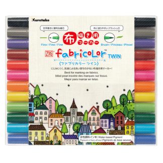 ZIG Kuretake Fabricolor Twin Marker: 12 colour set