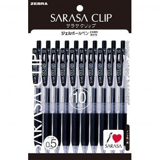 Zebra Sarasa Clip Gel ink Ballpoint pen 0.5mm Black (10/pk)