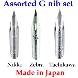 G pen nib assorted set (Nikko, Tachikawa, Zebra)